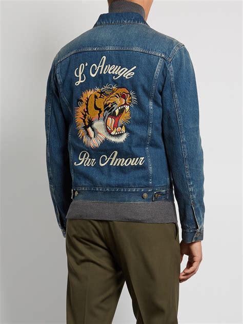 gucci denim jacket tiger|gucci tiger loafer.